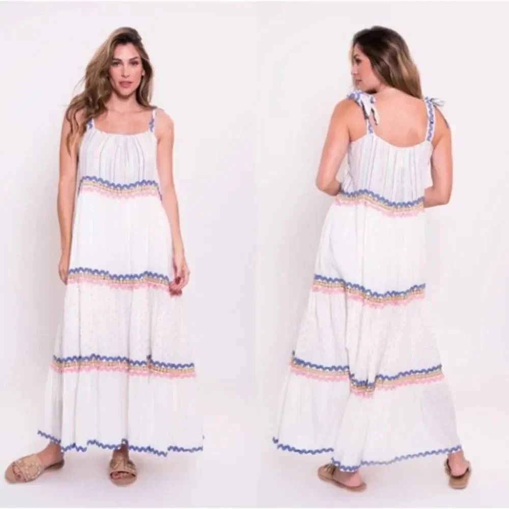 Z&L Europe Seneca Maxi Boho Shoulder Tie Dress size- Medium